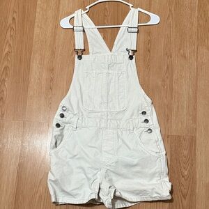 Cotton-On Utility Canvas Short Overalls Cream Size 4 (US)